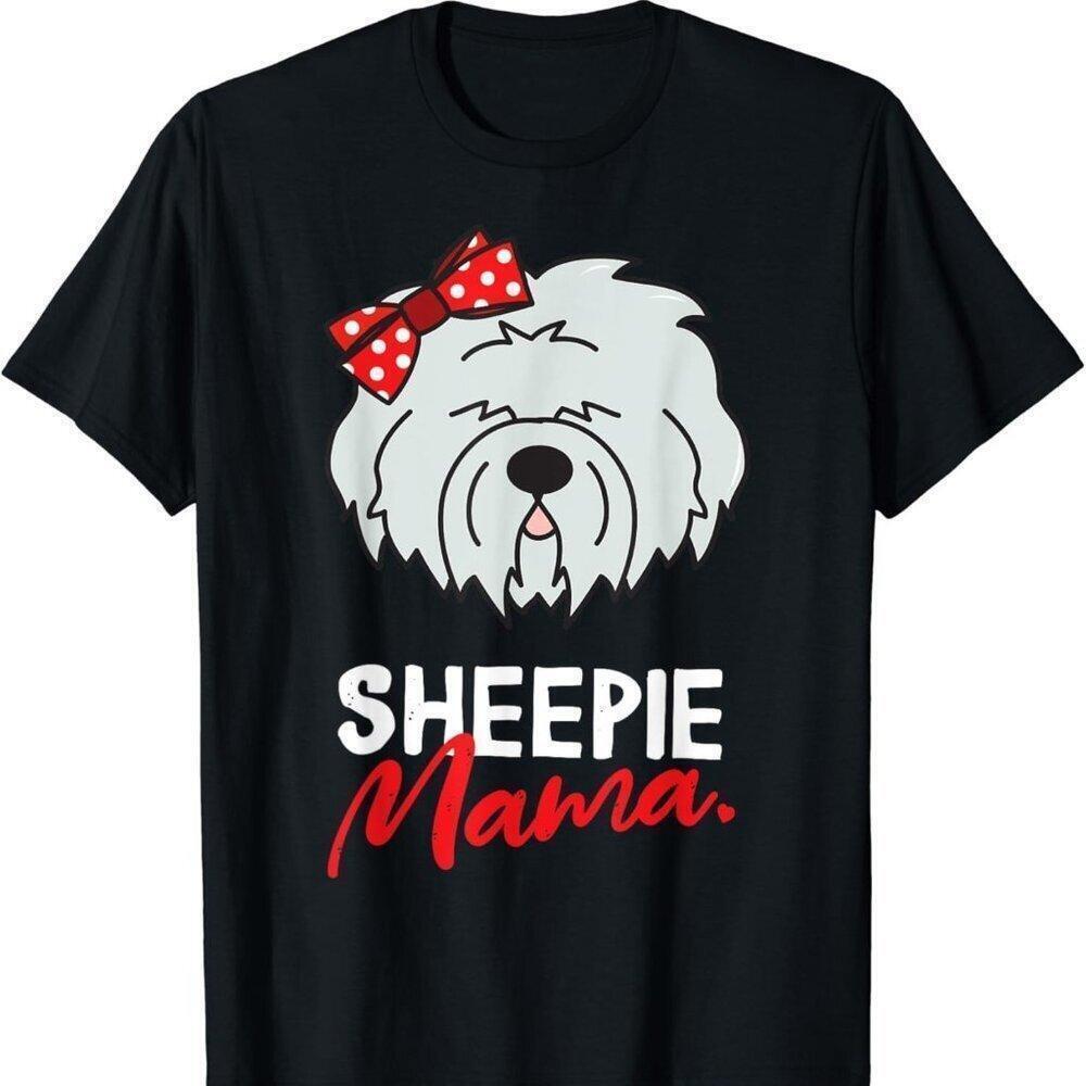 Cute Old English Sheepdog Mom Pet Animal Fan Retro Graphic TShirt